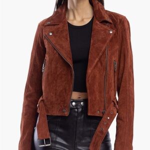 BlankNYC brown suede moto jacket